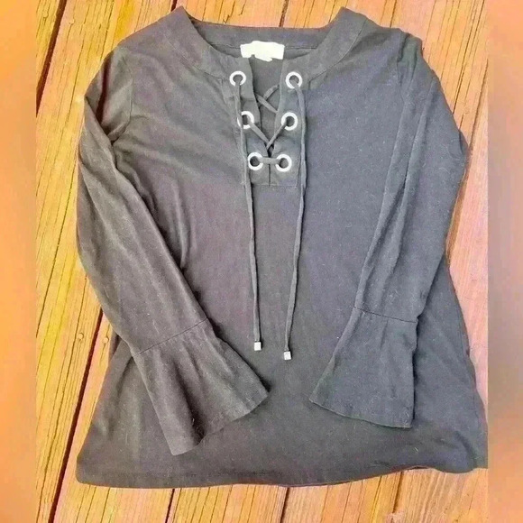 Michael Kors Bell Sleeve Grommet Lace Up Top - Picture 2 of 3